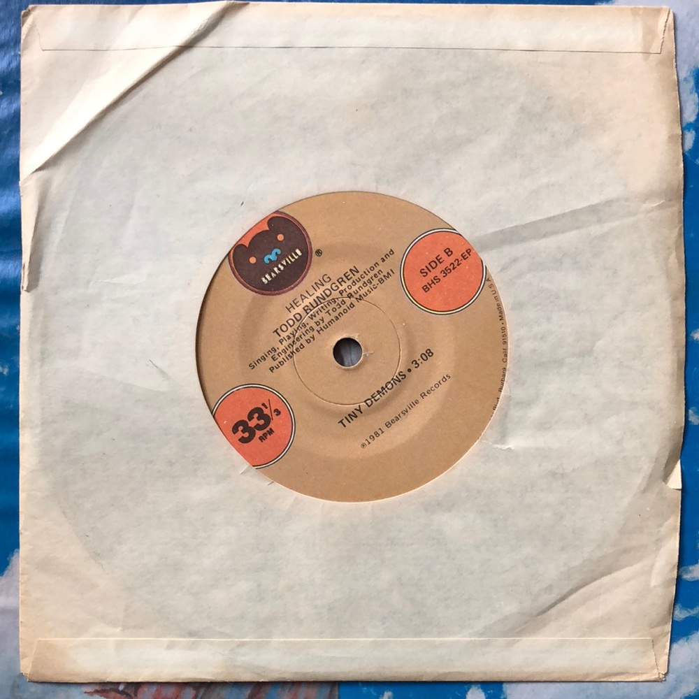 Todd Rundgren Time Heals Vinyl 7" 33 1/3 RPM Record '81